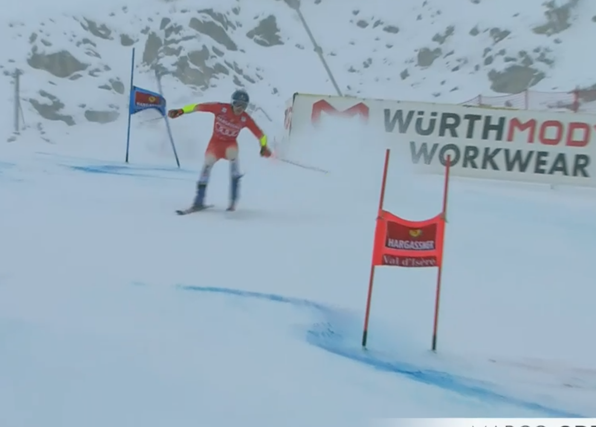 Marco Odermatt lors de sa deuxième manche à Val d'Isère.