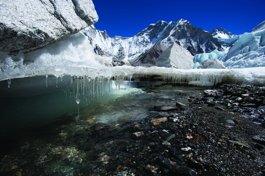 epa07343442 (FILE) - A handout file photo made available by the International Centre for Integrated Mountain Development (ICIMOD) shows the Khumbu Glacier in Nepal, 15 April 2009 (issued 04 February 2 ...