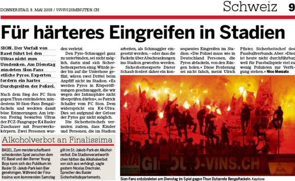 2008: «20 Minuten» lässt Experten sprechen: Die fordern schnelleres Einschreiten der Polizei.