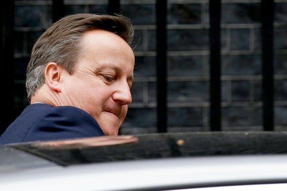 Britain&#039;s Prime Minister David Cameron gets in a car as he leaves 10 Downing Street in London, to address Parliament on Britain&#039;s European Union referendum choice to leave, Monday, June 27,  ...