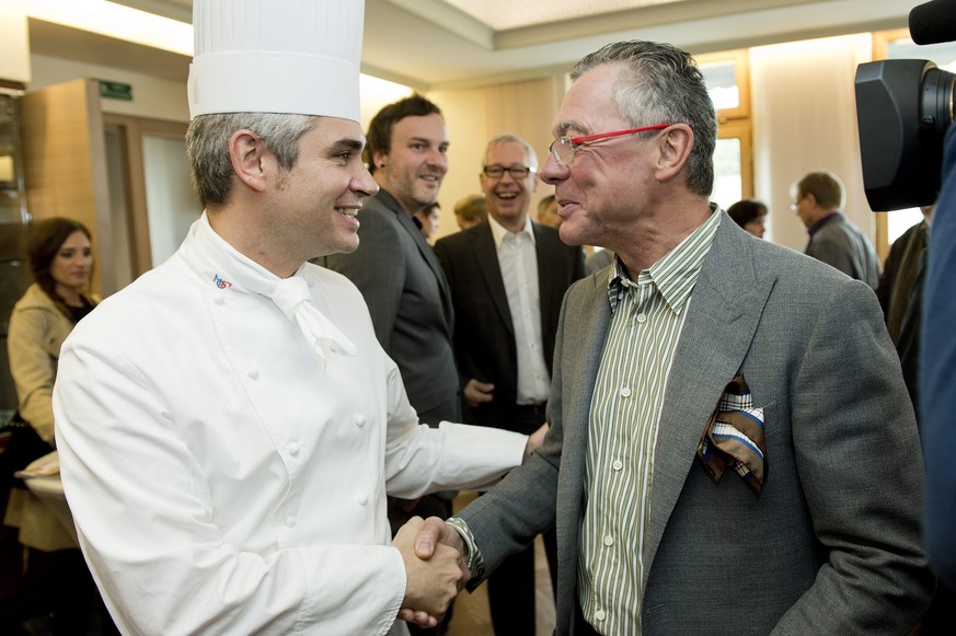 Violier (l.) und Philippe Rochat 2012 im&nbsp;«Hotel de Ville» in Crissier.&nbsp;