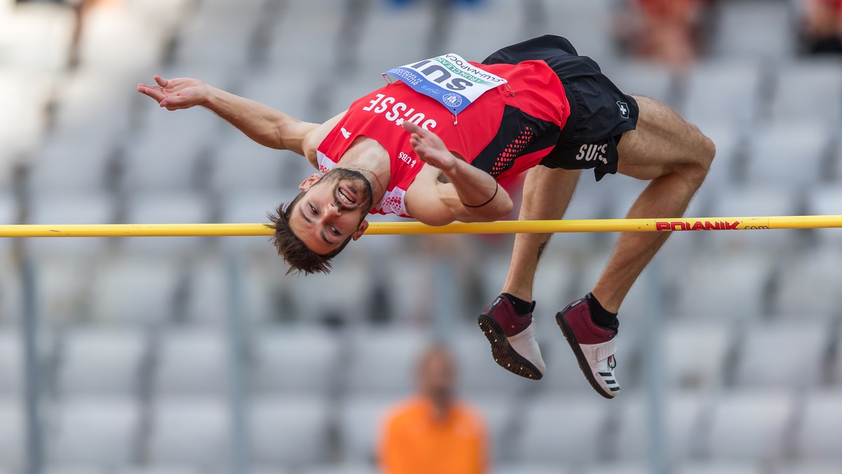 Loic Gasch (SUI) springt im Hochsprung bei den European Athletics Team Championships First League in CLUJ, am Samstag, 19. Juni 2021. (KEYSTONE/ATHLETIX.CH/ULF SCHILLER)