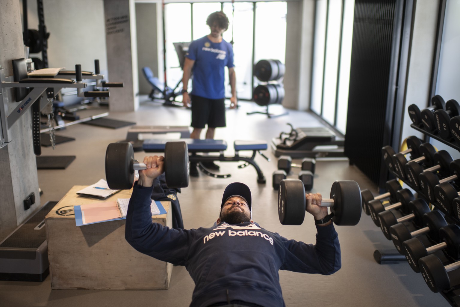 Lukas Stoop im Sommertraining beim HC Davos, aufgenommen am Donnerstag, 18. Juni 2020, in Davos. (KEYSTONE/Gian Ehrenzeller)