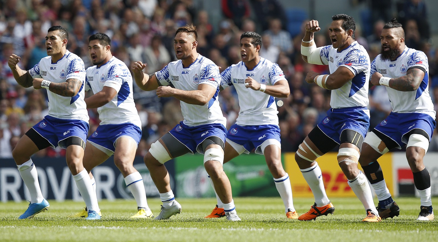 Rugby Union - Samoa v United States of America - IRB Rugby World Cup 2015 Pool B - Brighton Community Stadium, Brighton, England - 20/9/15
Samoa perfrom the Siva Tau before the match
Action Images v ...