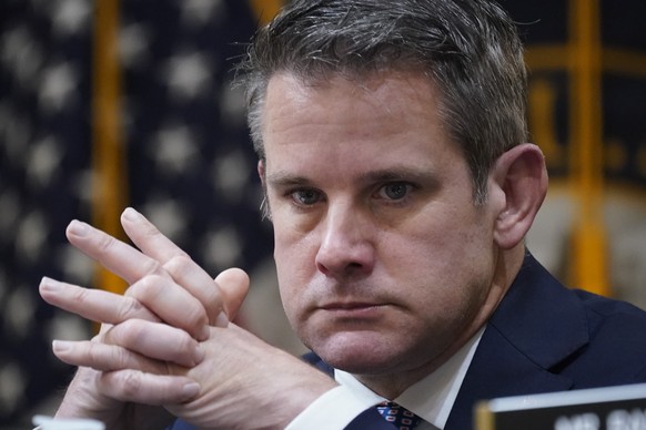 Rep. Adam Kinzinger, R-Ill., listens as the House select committee investigating the Jan. 6, 2021 attack on the Capitol holds a hearing at the Capitol in Washington, Thursday, June 16, 2022. (AP Photo ...