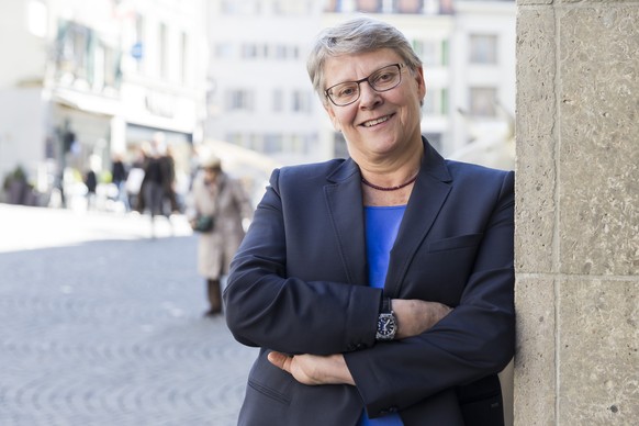 Beatrice Metraux, conseillere dÕEtat, pose pour le photographe lors de la conference de presse du parti les Verts vaudois pour le lancement de campagne en vue des elections cantonales dans le canton d ...