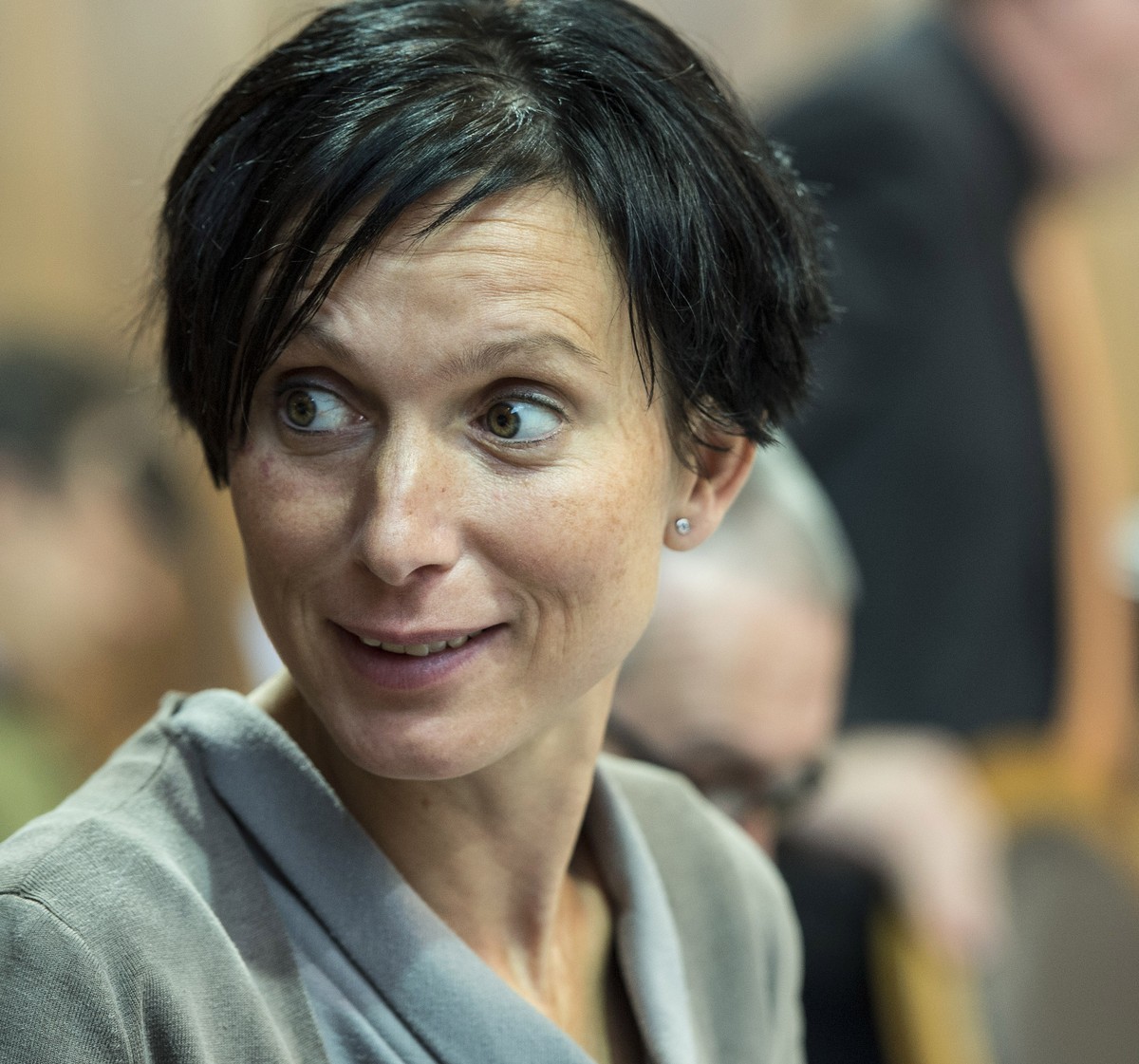 Staenderaetin Pascale Bruderer, SP-AG, spricht an der Herbstsession der Eidgenoessischen Raete, am Mittwoch, 17. September 2014, in Bern. (KEYSTONE/Peter Schneider)