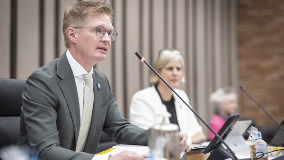 Beat Habegger (FDP) spricht nach seiner Wahl zum Kantonsratspraesident im Zuercher Kantonsrat, am Montag, 5. Mai 2025 in Zuerich. (KEYSTONE/Michael Buholzer)...