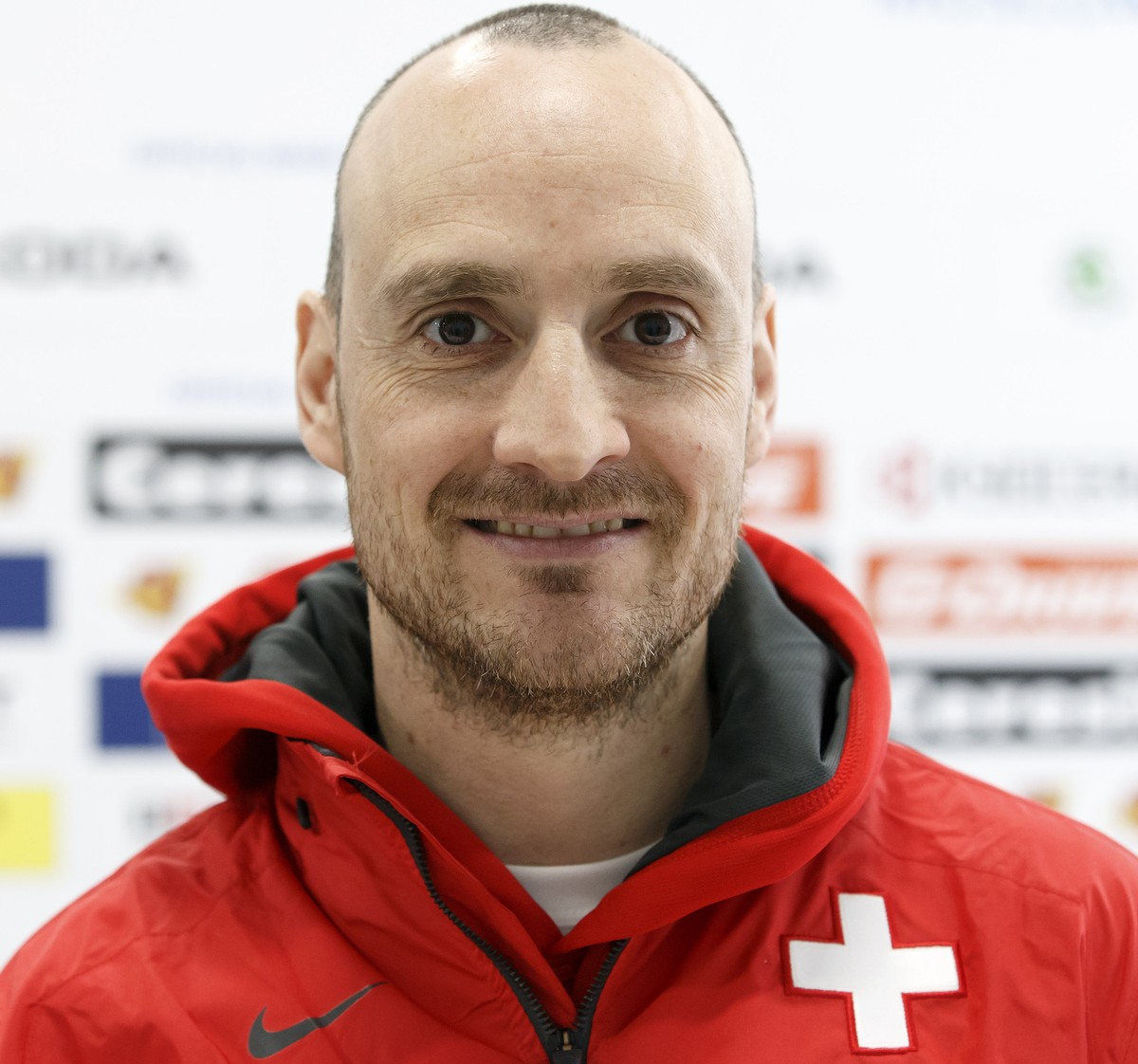 Switzerland's scout Christian Wohlwend poses for the photographer, after a training session of the IIHF 2016 World Championship at the practice arena of the Ice Palace, in Moscow, Russia, Monday, ...