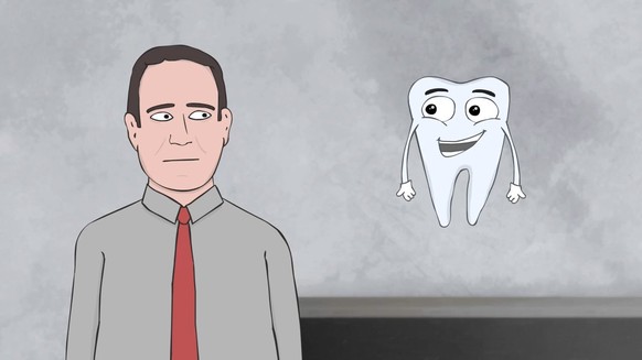 Ein glücklicher Zahn (rechts).