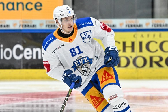 Dominik Kubalik (EVZ) in action, during the regular season of National League A (NLA) Swiss Championship 2025/26 between HC Ambri Piotta and EV Zug at the ice stadium Gottardo Arena, Switzerland, Sept ...