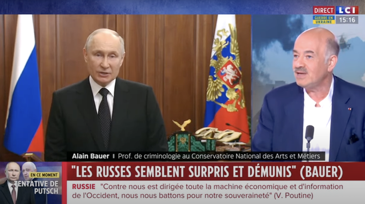 Sur LCI, Alain Bauer évoque le discours de Poutine lors de la tentative de putsch par le groupe Wagner.
