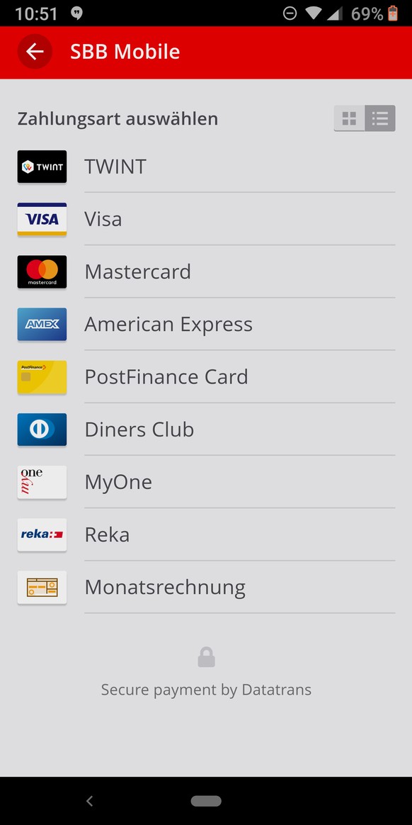 Twint kann in der SBB-App unter «Zahlungsmittel bearbeiten» als Alternative zur Monatsrechnung oder Kreditkarte eingerichtet werden.