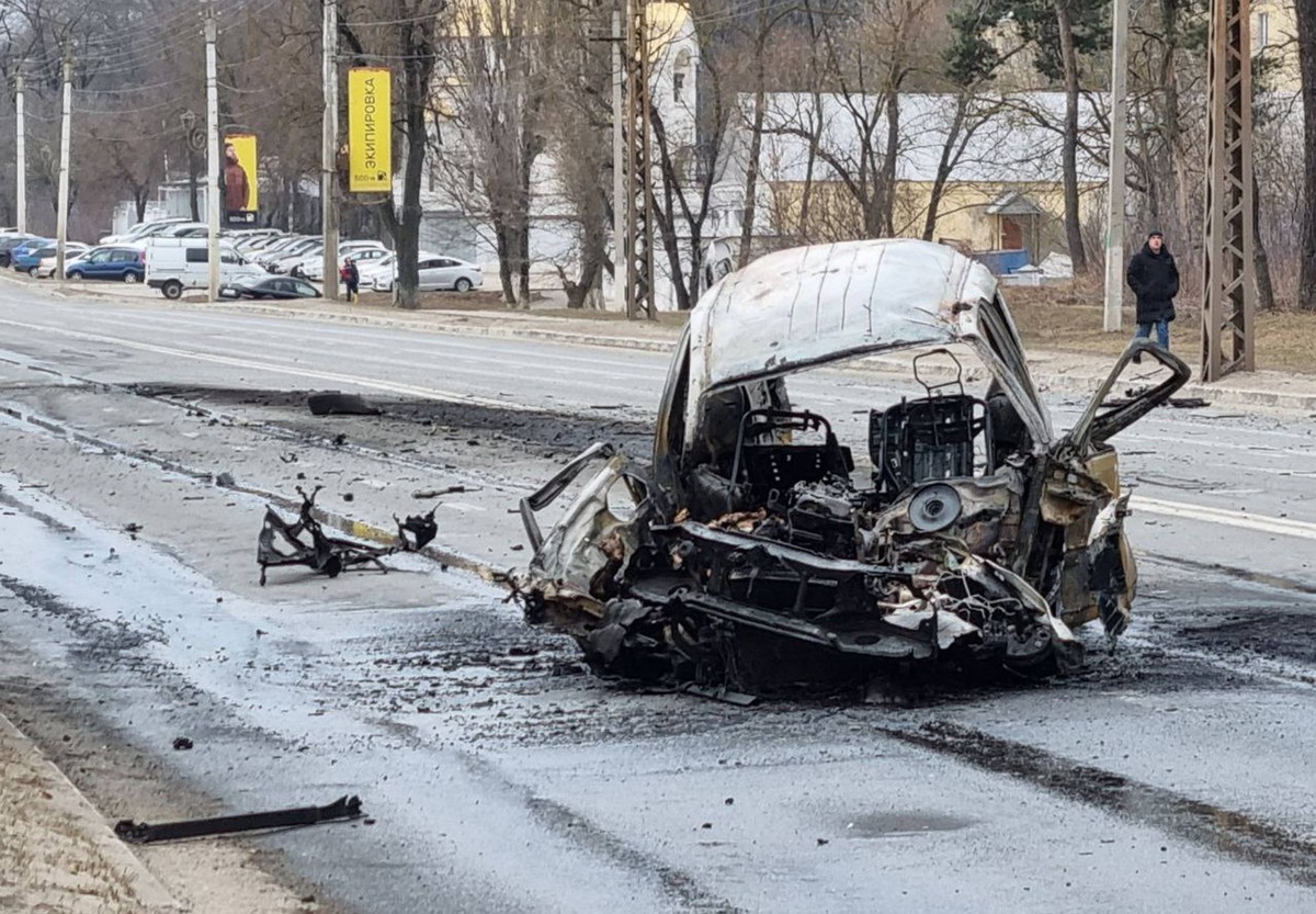 Ce qui reste après une frappe ukrainienne à Belgorod, 14 mars 2024.