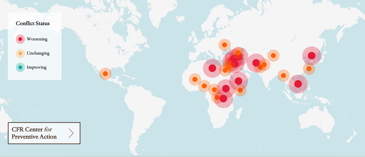 Im Nahen Osten und in Afrika befinden sich die grössten Konfliktherde. 