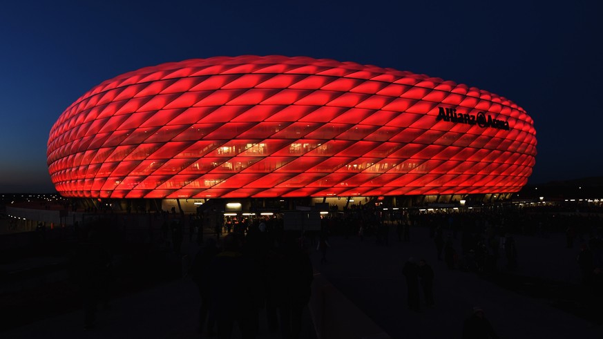 MUNICH, GERMANY - MARCH 11: A general view outside the stadium prior to the UEFA Champions League Round of 16 second leg match between FC Bayern Muenchen and FC Shakhtar Donetsk at Allianz Arena on Ma ...