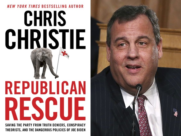 This combination photo shows the cover image for &quot;Republican Rescue: Saving the Party from Truth Deniers, Conspiracy Theorists, and the Dangerous Policies of Joe Biden,&quot; left, and a photo of ...