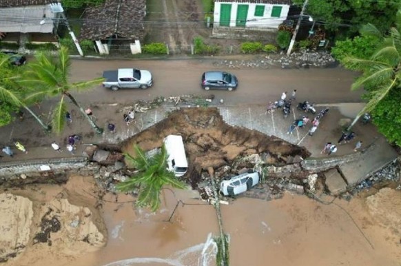 Many roads were also damaged by the storm.