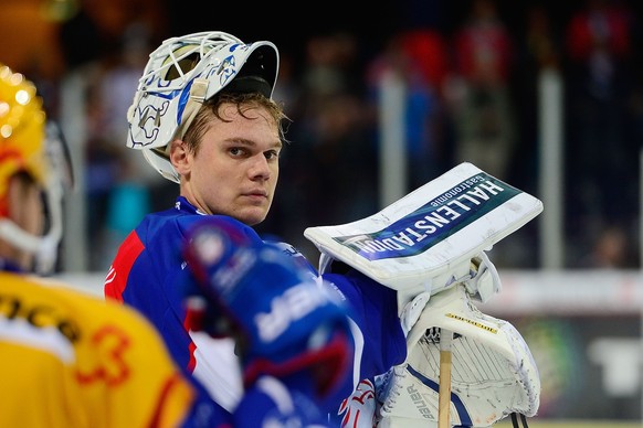 09.09.2015; Zuerich; Eishockey NLA ZSC Lions - SC Bern ; Torhueter Lukas Flueeler (ZSC) (Daniela Frutiger/Freshfocus)