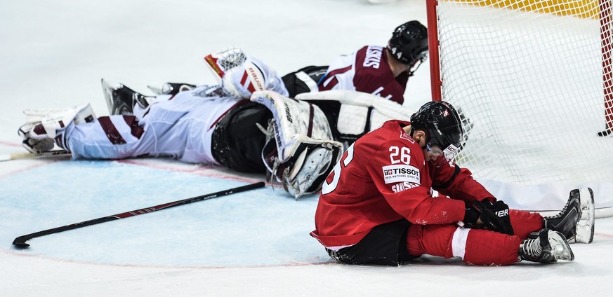 Ein Bild mit Symbolcharakter: Lettland-Goalie Masalskis lässt die Schweiz verzweifeln.