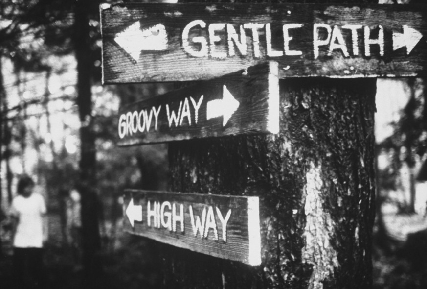 Signs at Woodstock Music Festival. (Photo by Bill Eppridge/The LIFE Picture Collection via Getty Images)