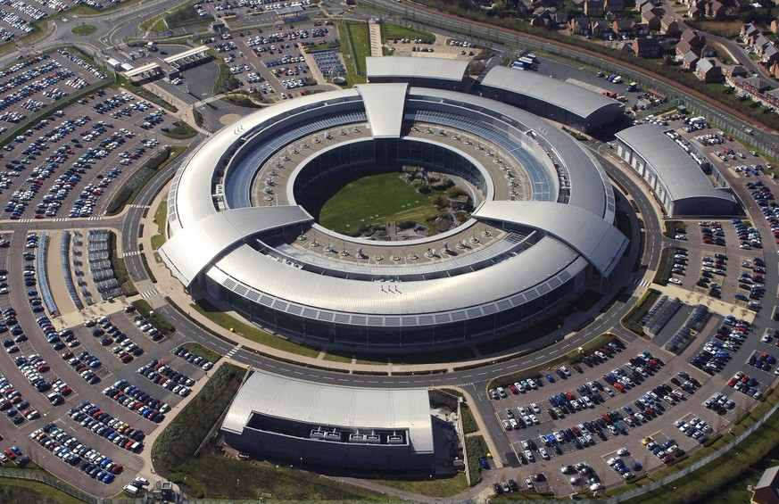 epa04103687 (FILE) An undated handout photograph by the British Ministry of Defence showing an aerial image of the British Government Communications Headquarters (GCHQ) in Cheltenham, Gloucestershire, ...
