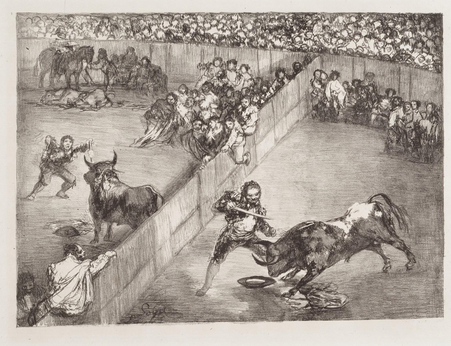 Sinnbild dafür ist der Stierkampf, der Goya bis zu seinem Tode zu fesseln vermochte. Hier in einer seiner meisterlichen Lithographien festgehalten, die letzte der Serie «Los toros de Burdeos» mit dem  ...