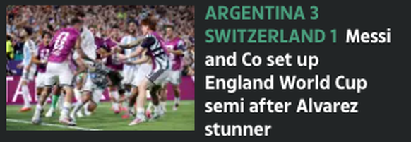 «Messi und Co. sichern sich den WM-Halbfinal gegen England nach einem Traumtor von Alvarez»