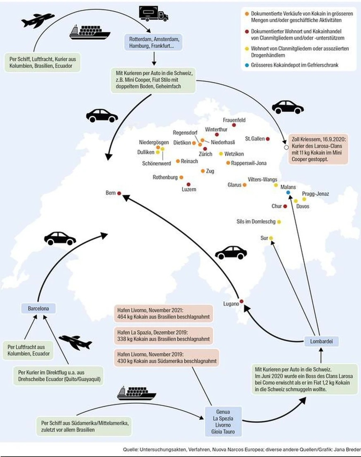 Wie das Kokain in die Schweiz kommt