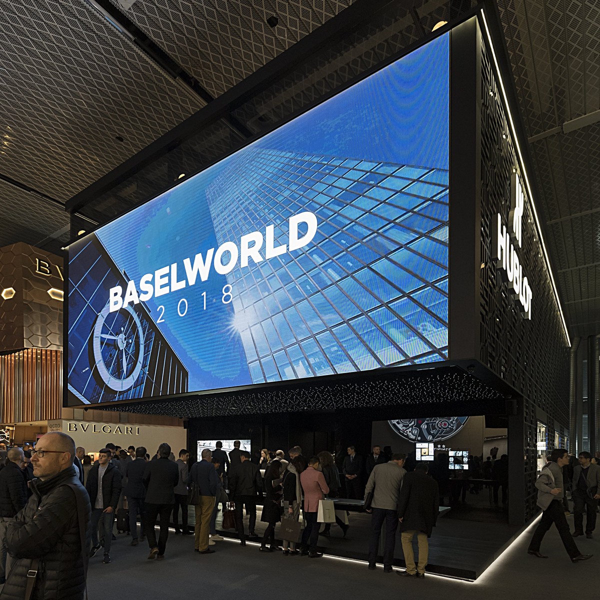 epa06630440 The Hublot stand at the world watch and jewellery show Baselworld in Basel, Switzerland, 26 March 2018. Baselworld 2018
runs from 22 - 27 March 2018. EPA/GEORGIOS KEFALAS