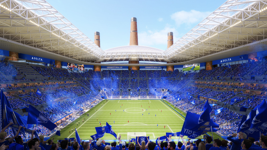 Das geplante neue Stadion von Birmingham City, das 2030 stehen soll.
