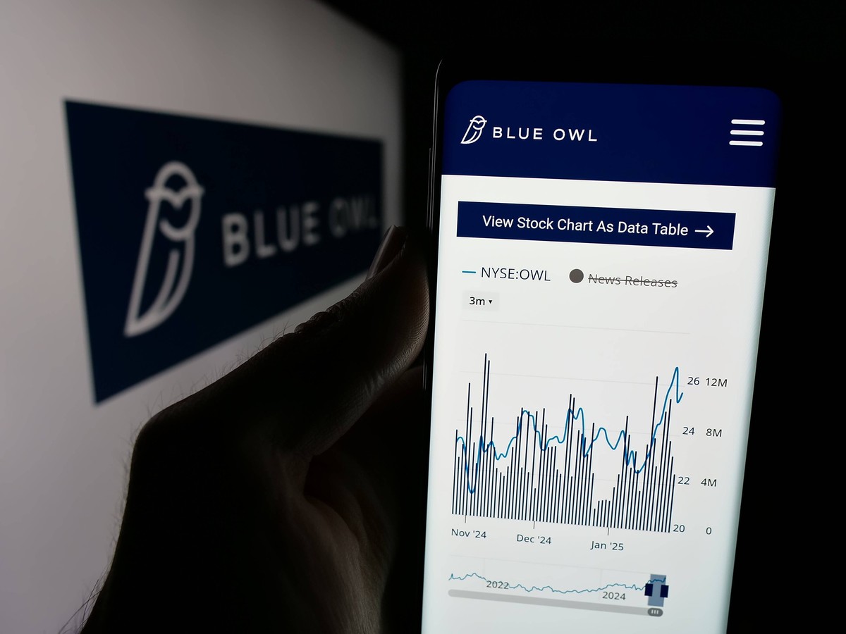 Illustrative editorial images in Germany - 30 Jan 2025 In this photo illustration, a mobile phone with the website of US investment company Blue Owl Capital Inc. is seen on screen with logo. Germany C ...