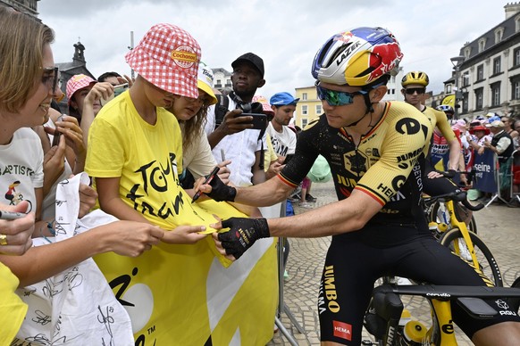 MOULINS, FRANCE - JULY 12 : Van Aert Wout BEL of Jumbo-Visma during stage 11 of the 110th edition of the Tour de France 2023 cycling race, a stage of 180 kms with start in Clermont-Ferrand and finish  ...