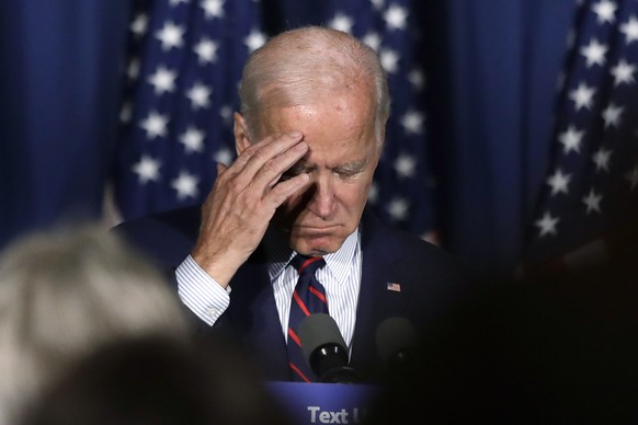 Democratic presidential candidate and former Vice President Joe Biden reacts as he speaks at a campaign event, Wednesday, Oct. 9, 2019, in Rochester, N.H. (AP Photo/Elise Amendola)
Joe Biden