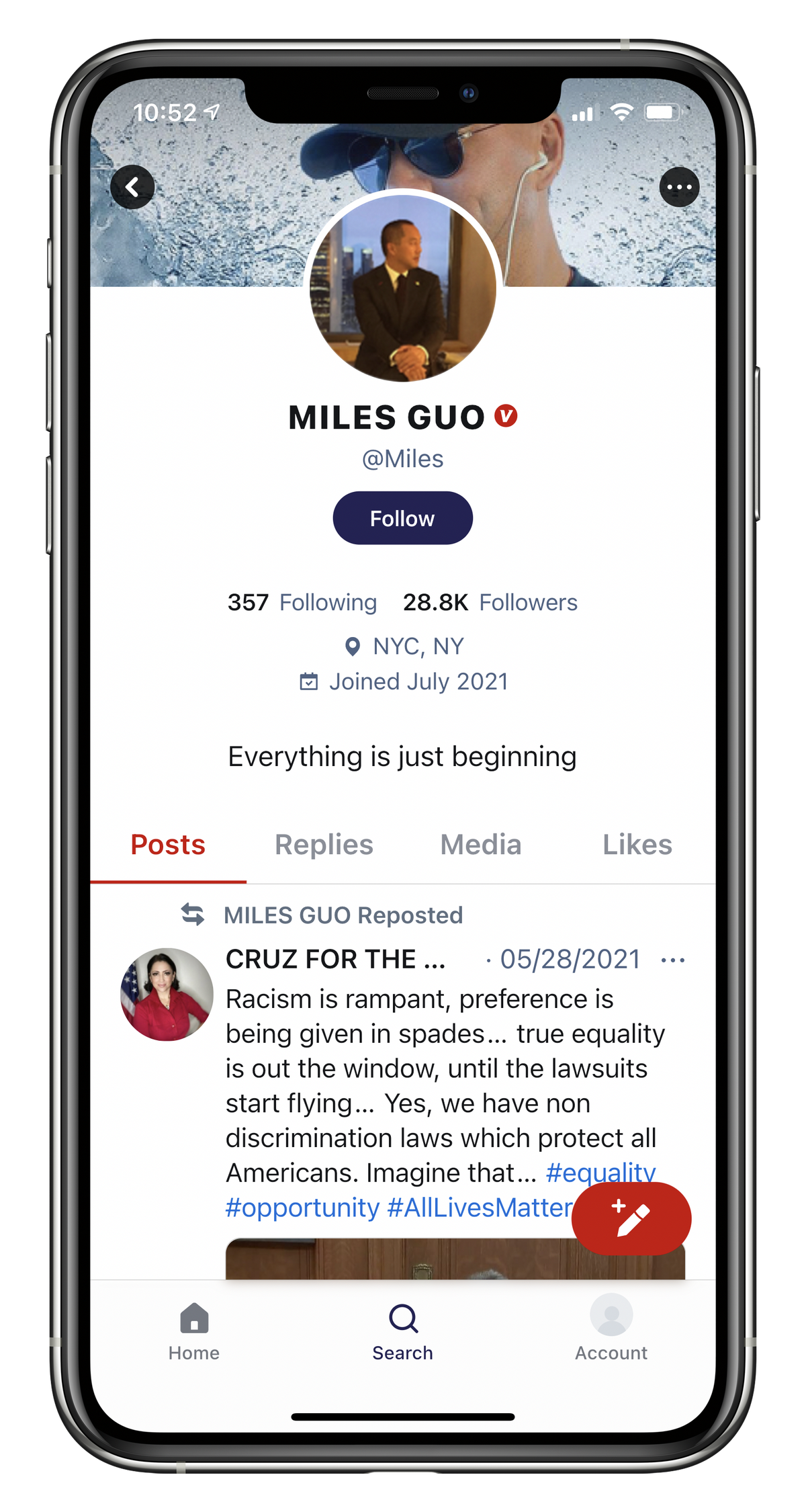 Gettr-Profil von Miles Guo.
