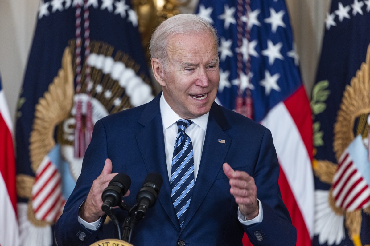 epa09589691 US President Joe Biden speaks prior to signing three bills into law, the ?Protecting America?s First Responders Act of 2021', the ?Confidentiality Opportunities for Peer Support Couns ...