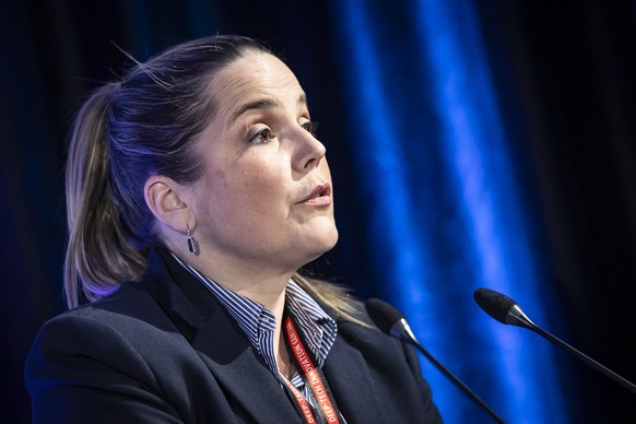 Regierungsraetin Martina Bircher spricht waehrend eines Eroeffnungsanlass des European Space Deep-Tech Innovation Centre (ESDI) der Europaeischen Weltraumagentur ESA in Villigen AG, am Dienstag, 27. M ...