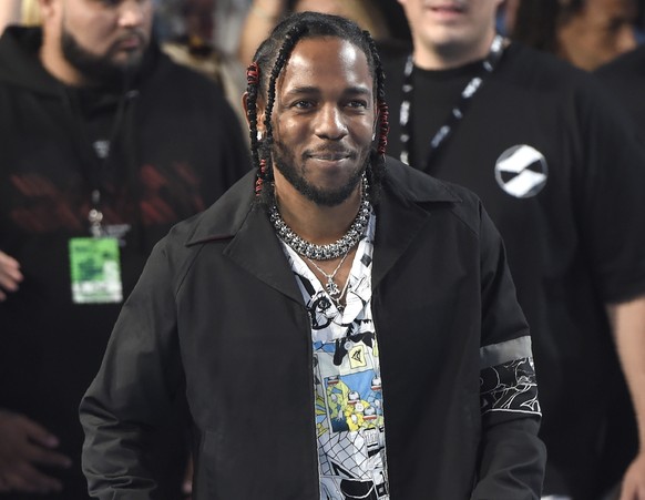 FILE - Kendrick Lamar arrives at the MTV Video Music Awards, on Aug. 27, 2017, in Inglewood, Calif. (Photo by Chris Pizzello/Invision/AP, File)
Kendrick Lamar