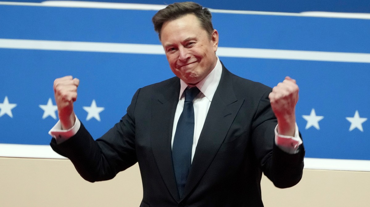 FILE - Elon Musk arrives to speak at an indoor Presidential Inauguration parade event in Washington, Jan. 20, 2025. (AP Photo/Matt Rourke, File)
Elon Musk