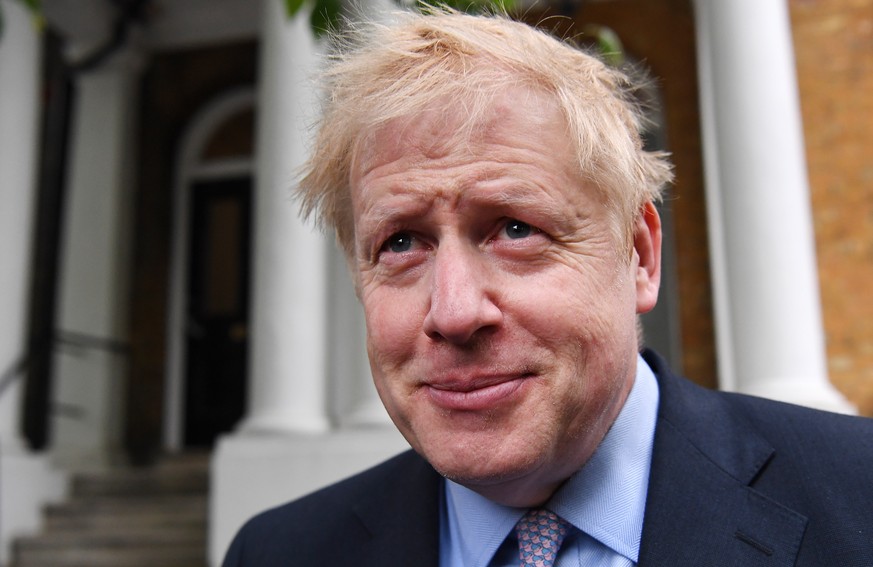 epa07642734 Former British Foreign Secretary Boris Johnson departs his home in London, Britain, 12 June 2019. Boris Johnson is set to launch his Tory leadership campaign in London on 12 June. EPA/ANDY ...