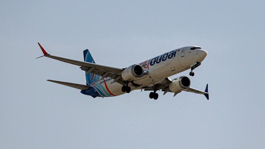 epa12792133 A Flydubai Airlines Boeing 737 passenger plane prepares to land at Dubai International Airport, in Dubai, United Arab Emirates, 03 March 2026. The Dubai Media office announced the confirma ...