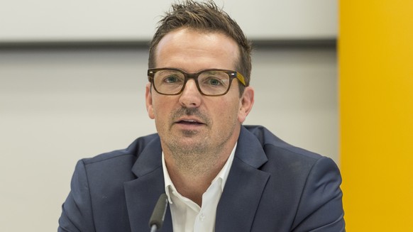 Pascal Mueller, Officiating Manager, anlaesslich der Vorsaison-Medienkonferenz Swiss Ice Hockey Federation am PostFinance-Hauptsitz in Bern, am Mittwoch, 11. September 2019. (PPR/Melanie Duchene)