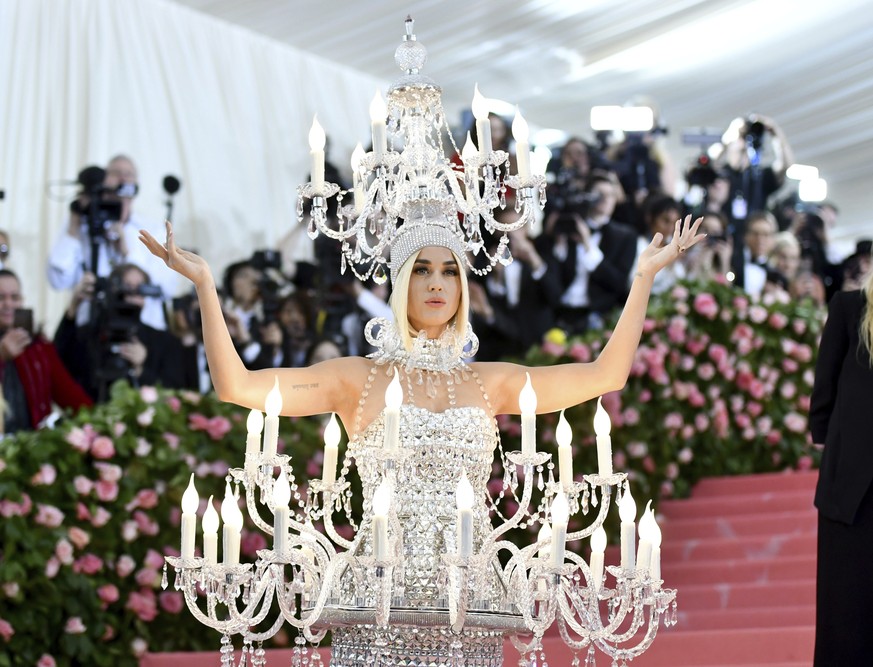 Katy Perry attends The Metropolitan Museum of Art's Costume Institute benefit gala celebrating the opening of the "Camp: Notes on Fashion" exhibition on Monday, May 6, 2019, in New York ...