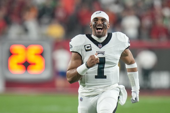 Philadelphia Eagles quarterback Jalen Hurts reacts prior to an NFL football game against the Tampa Bay Buccaneers, Monday, Jan. 15, 2024, in Tampa, Fla. (AP Photo/Chris O&#039;Meara)
Newsmaker Names