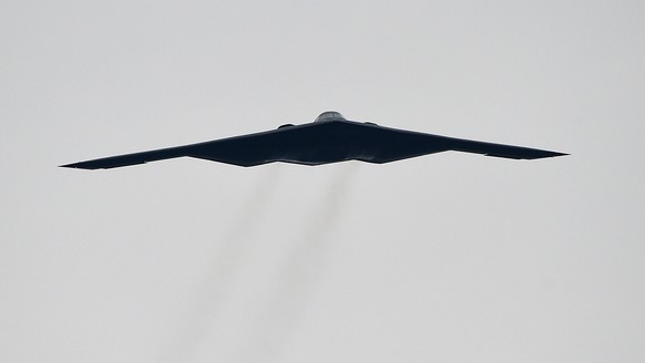 FILE - In this Oct. 25, 2015, file photo, a U.S. Air Force B2 Spirit stealth bomber performs a flyover at the Talladega Superspeedway in Talladega, Ala.(AP Photo/Mark Almond, File)
Mideast Wars Bunker ...