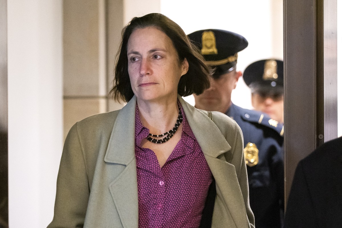epa07972148 Fiona Hill, a former Russia advisor for the White House, arrives for her third appearance before the US House of Representatives' impeachment inquiry into President Trump outside the  ...