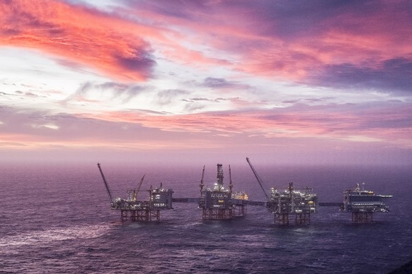 epa08110004 A general view of the Johan Sverdrup field centre in the North Sea, 07 January 2020. Johan Sverdrup, situated some 140 km off the south western coast of Norway, is the third largest oil fi ...