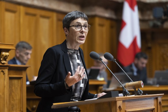 Barbara Gysi, SP-SG, spricht waehrend der Sondersession des Nationalrats, am Mittwoch, 11. Mai 2022 im Nationalrat in Bern. (KEYSTONE/Peter Klaunzer)