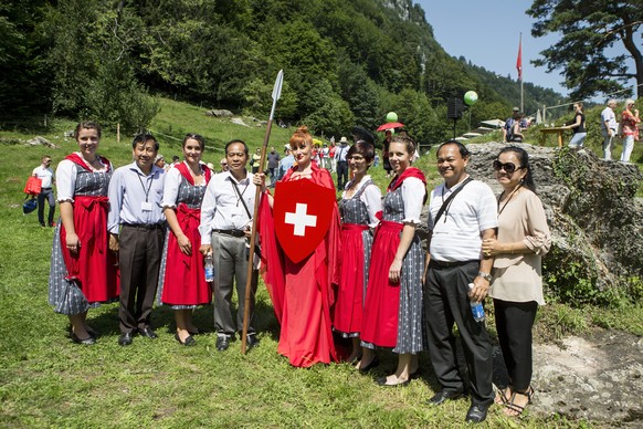 Die 1. August Bundesfeier auf der Ruetliwiese am Dienstag, 1. August 2017. (KEYSTONE/Alexandra Wey)