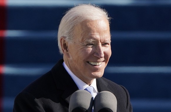 epa08953353 President Joe Biden speaks during his inauguration as US President in Washington, DC, USA, 20 January 2021. Biden won the 03 November 2020 election to become the 46th President of the Unit ...